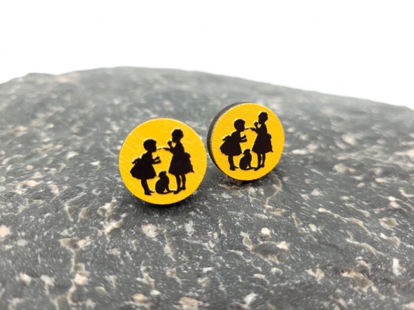 Kinder Katze 3D Holz Scheiben Ohrstecker